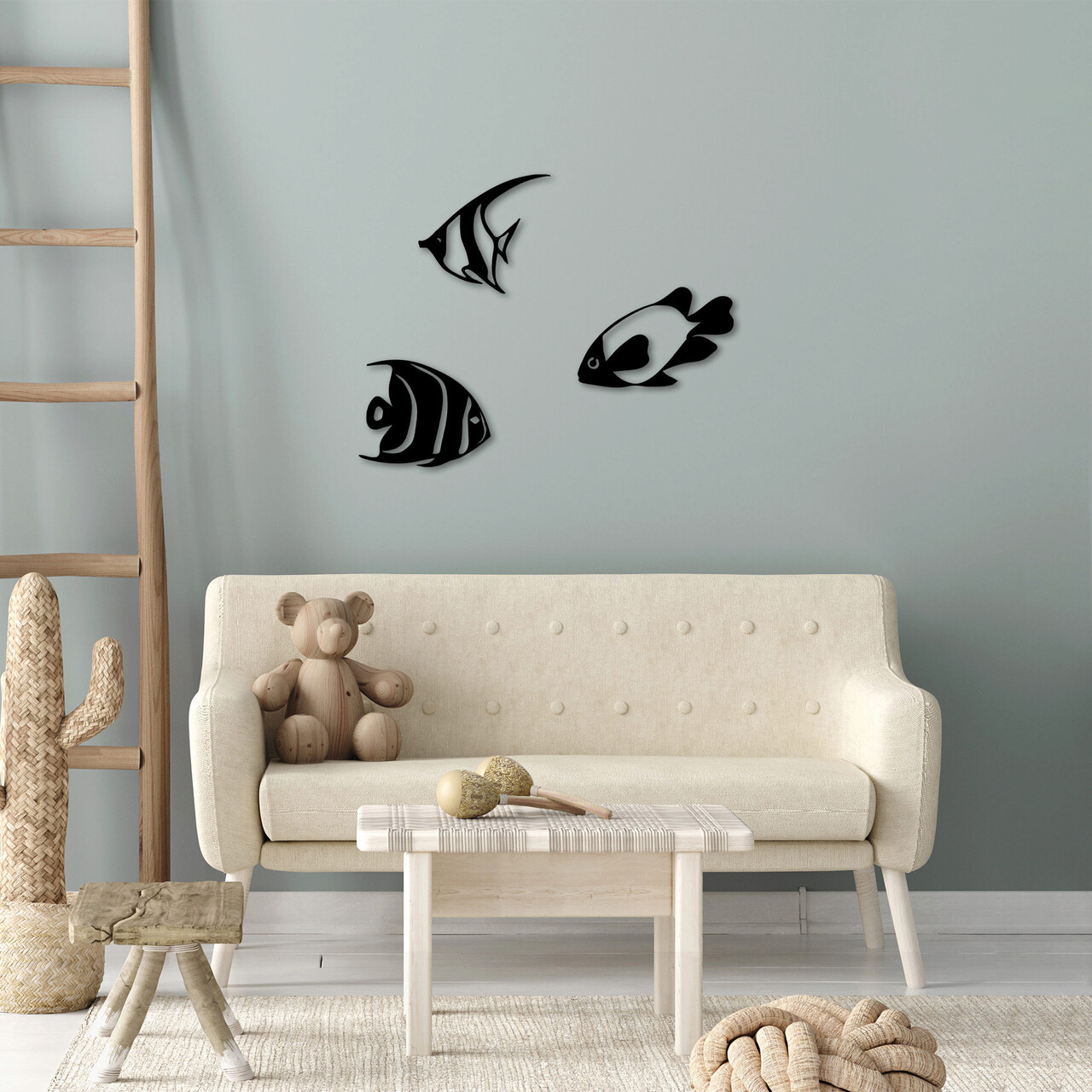 Decoratiune de perete, Fishes, Dimensiune: 21 x 26 cm (1 bucată), Negru - imagine 7